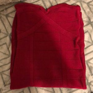 Bebe strapless bondage type dress Fucsia